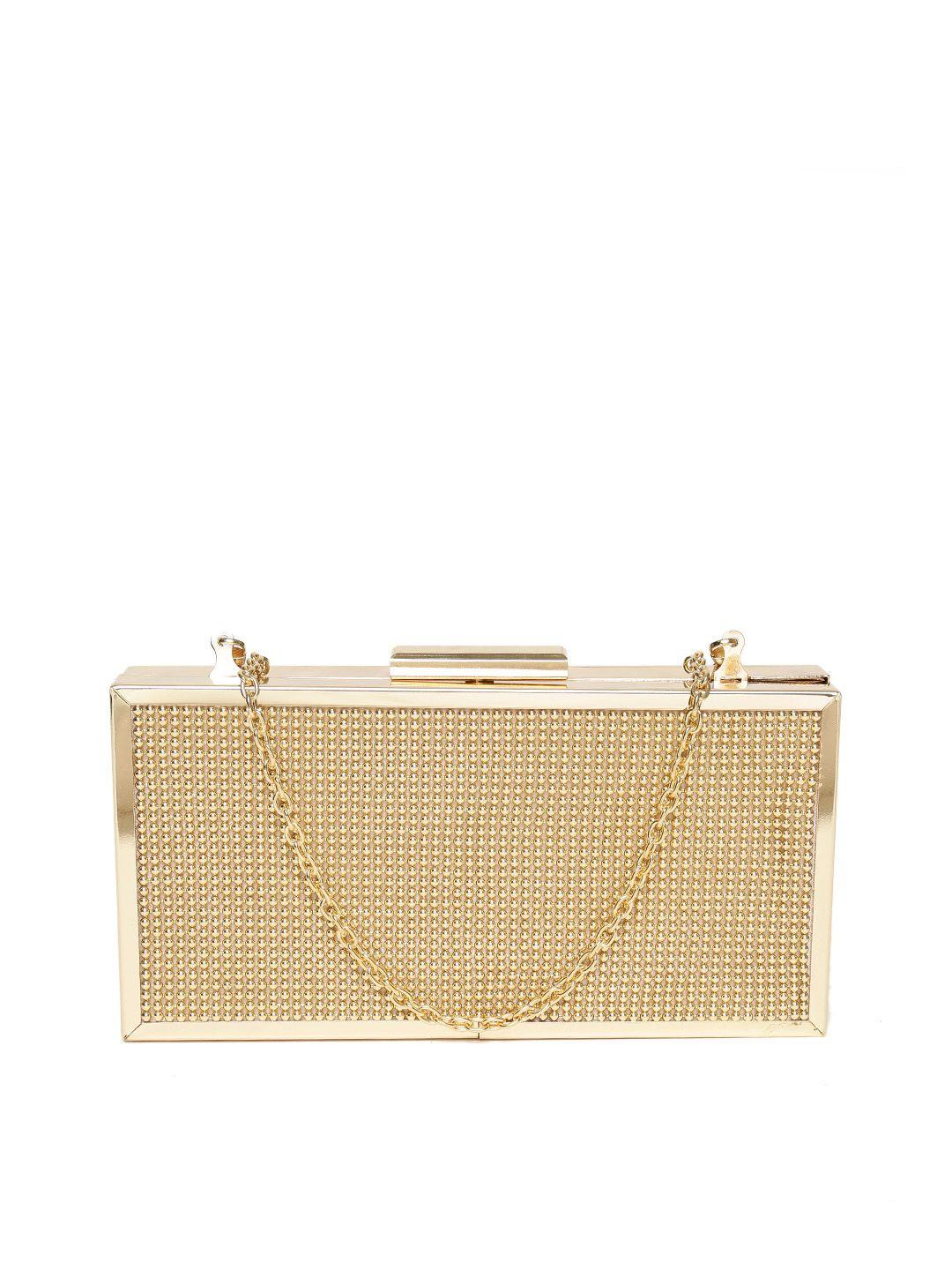 giordano gold-toned textured box clutch with chain strap