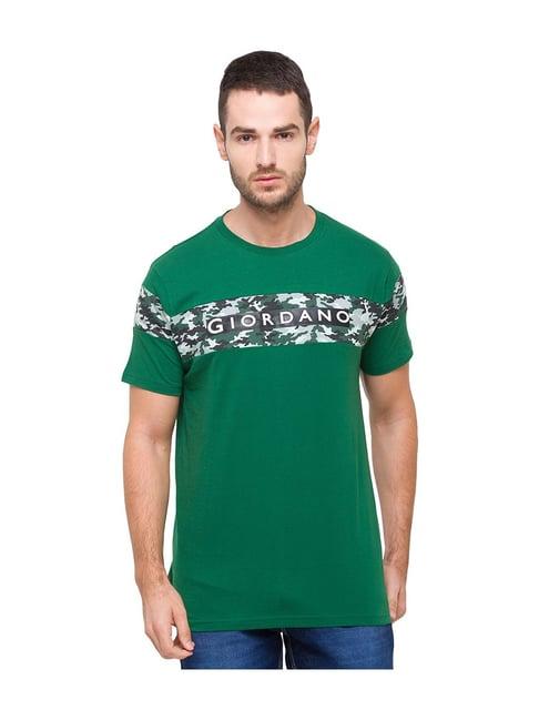 giordano green printed round neck t-shirt