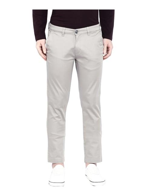 giordano grey cotton slim fit chinos