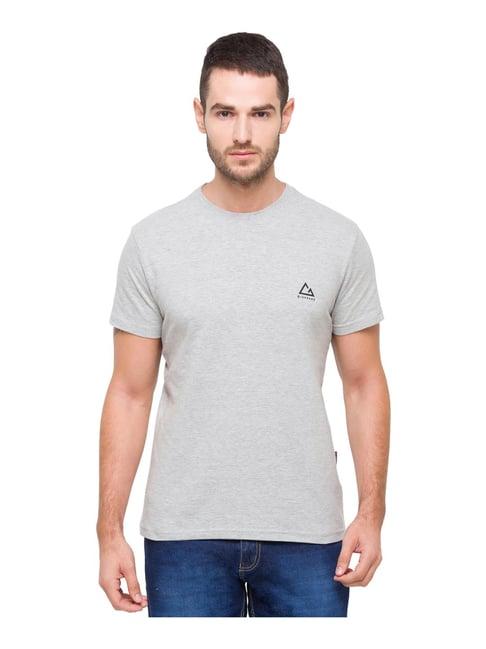 giordano grey cotton slim fit self pattern t-shirt