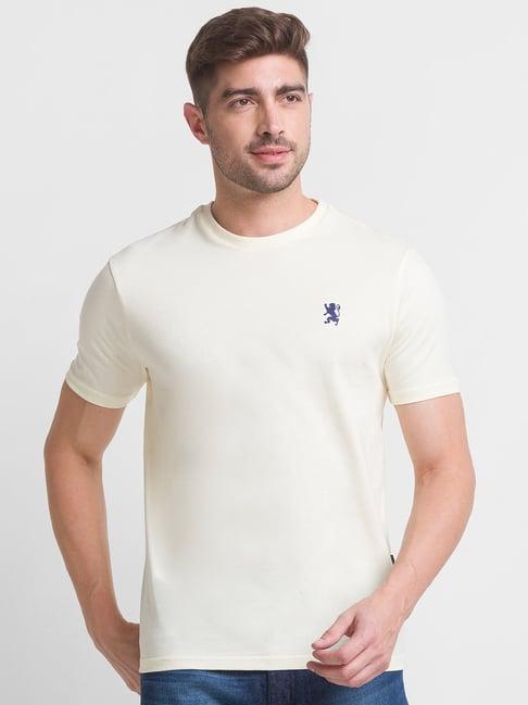 giordano light yellow slim fit crew t-shirt