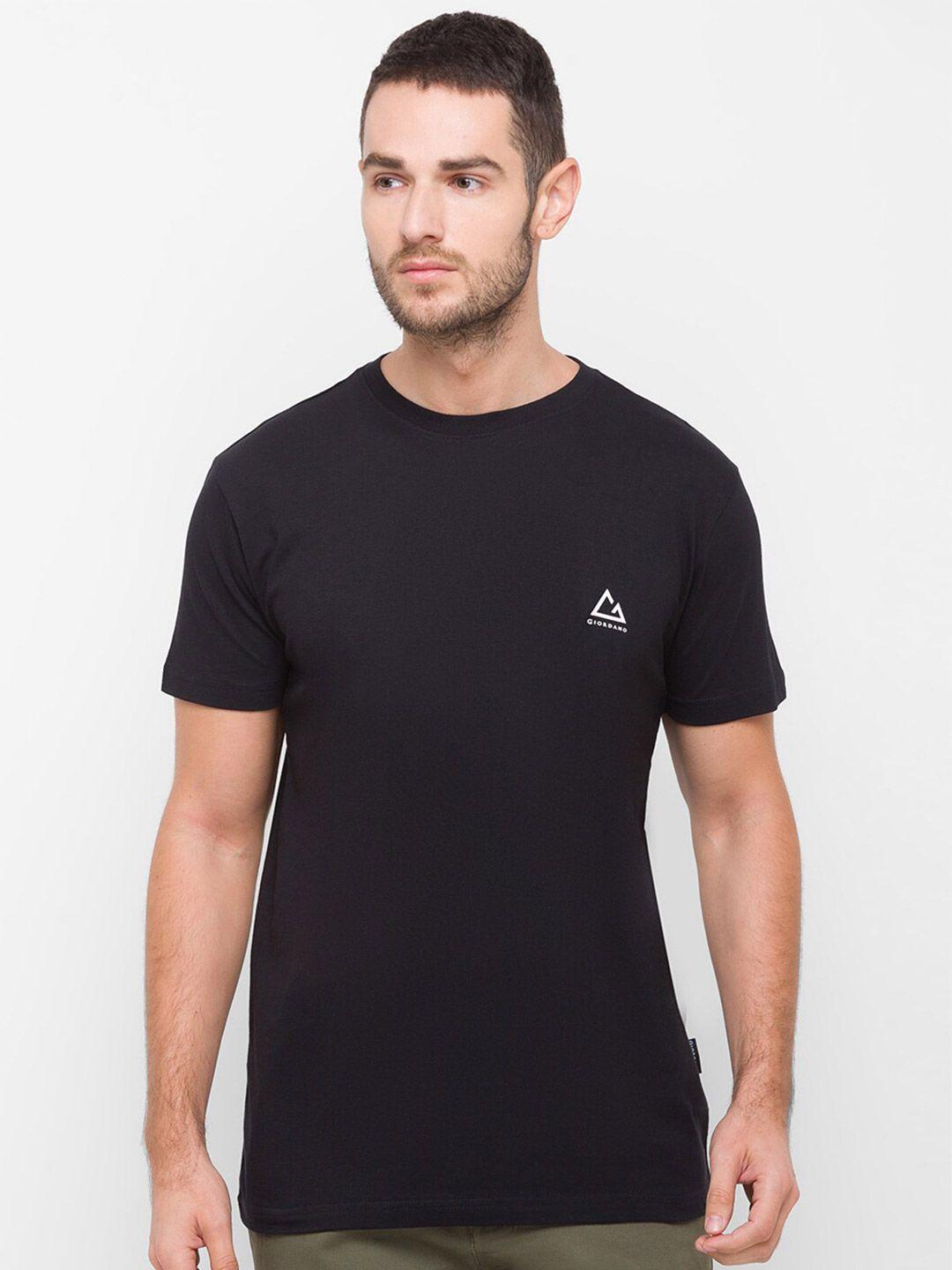 giordano men black monochrome slim fit cotton t-shirt