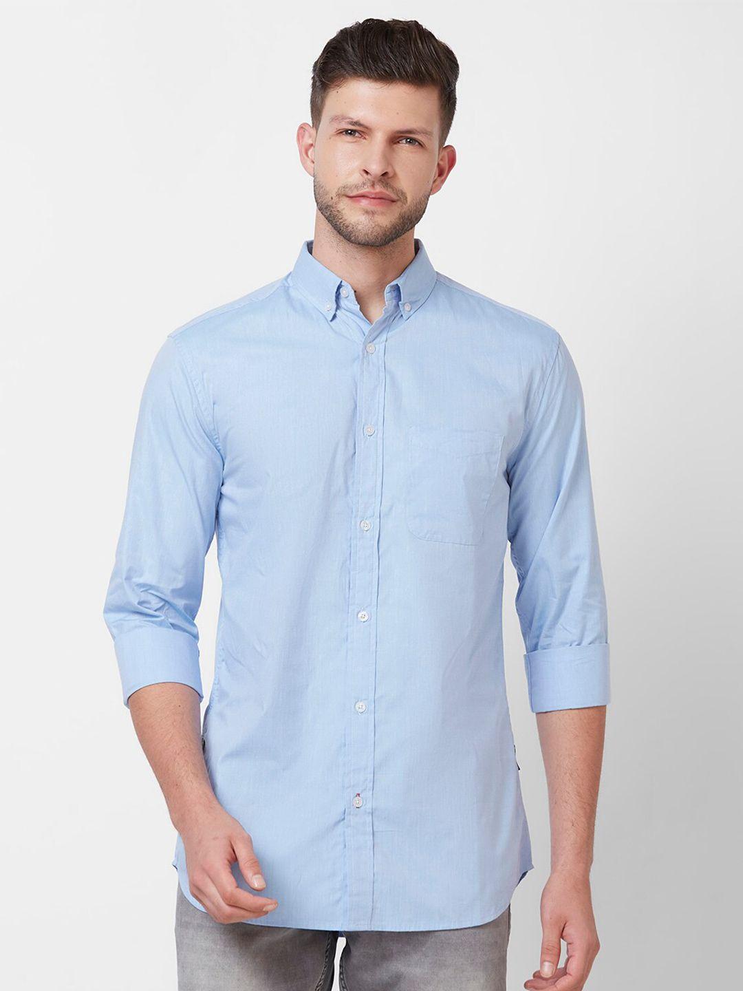 giordano men blue slim fit opaque casual shirt