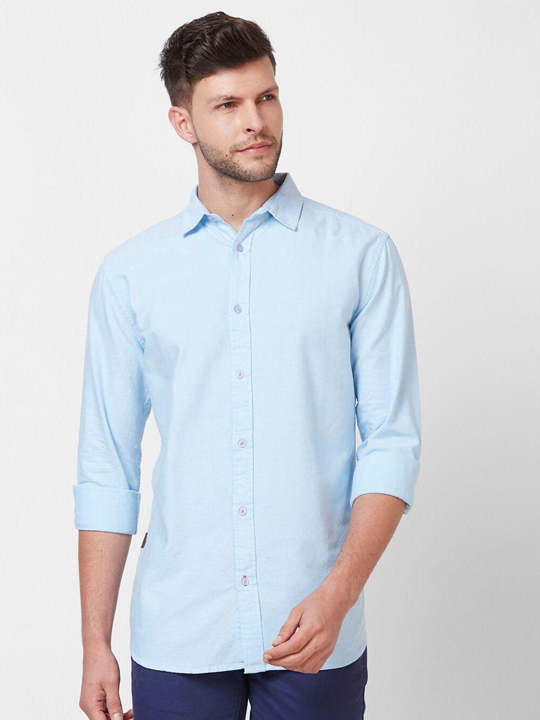 giordano men blue slim fit opaque casual shirt