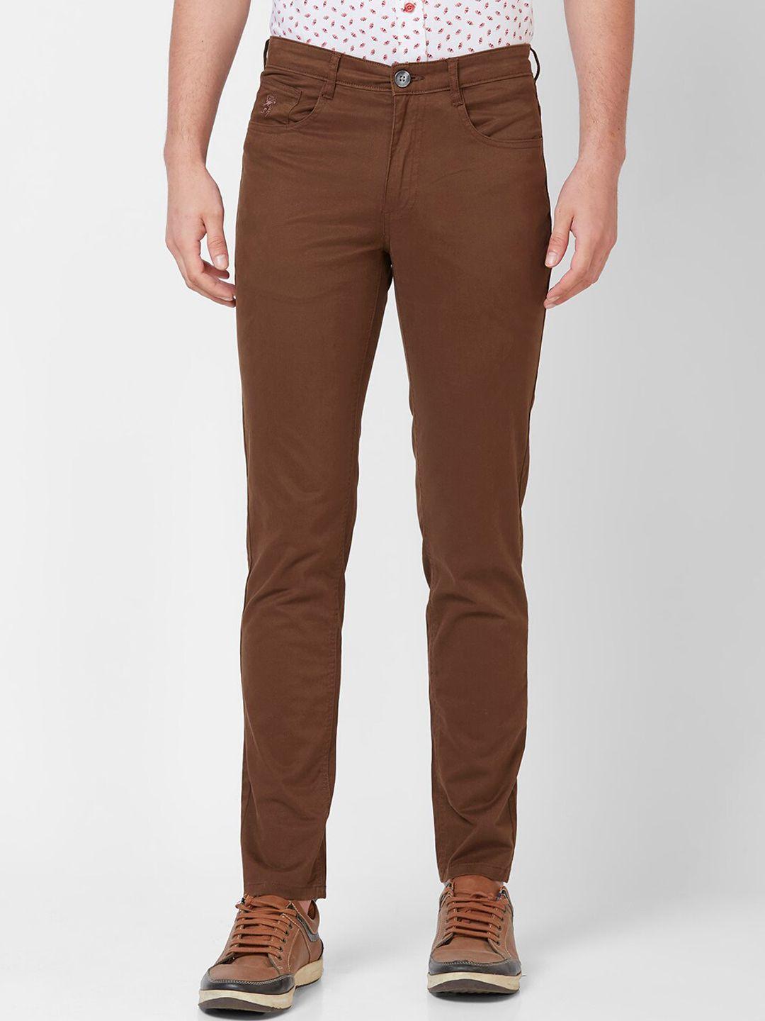 giordano men brown slim fit chinos trousers