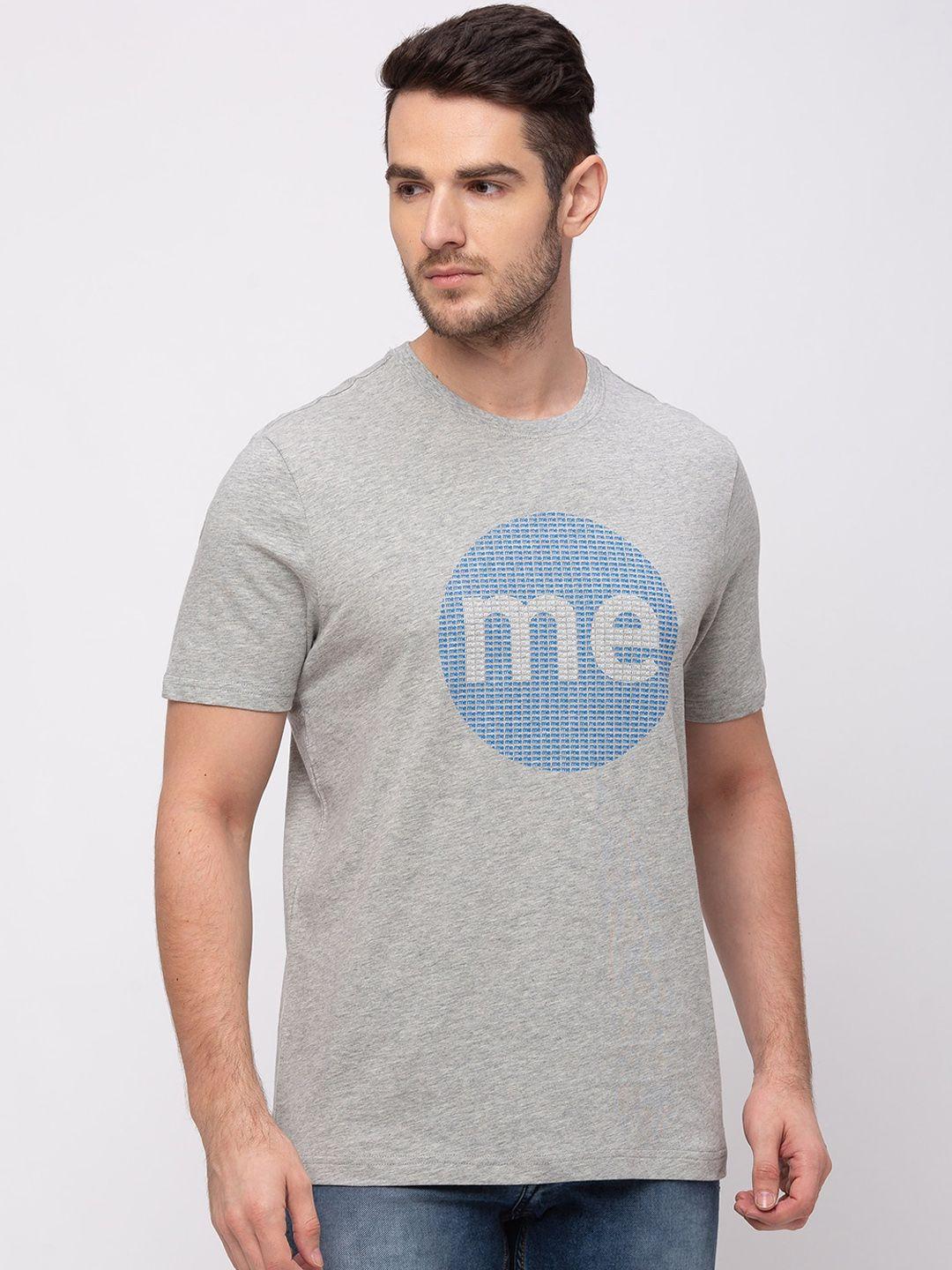 giordano men grey printed round neck t-shirt