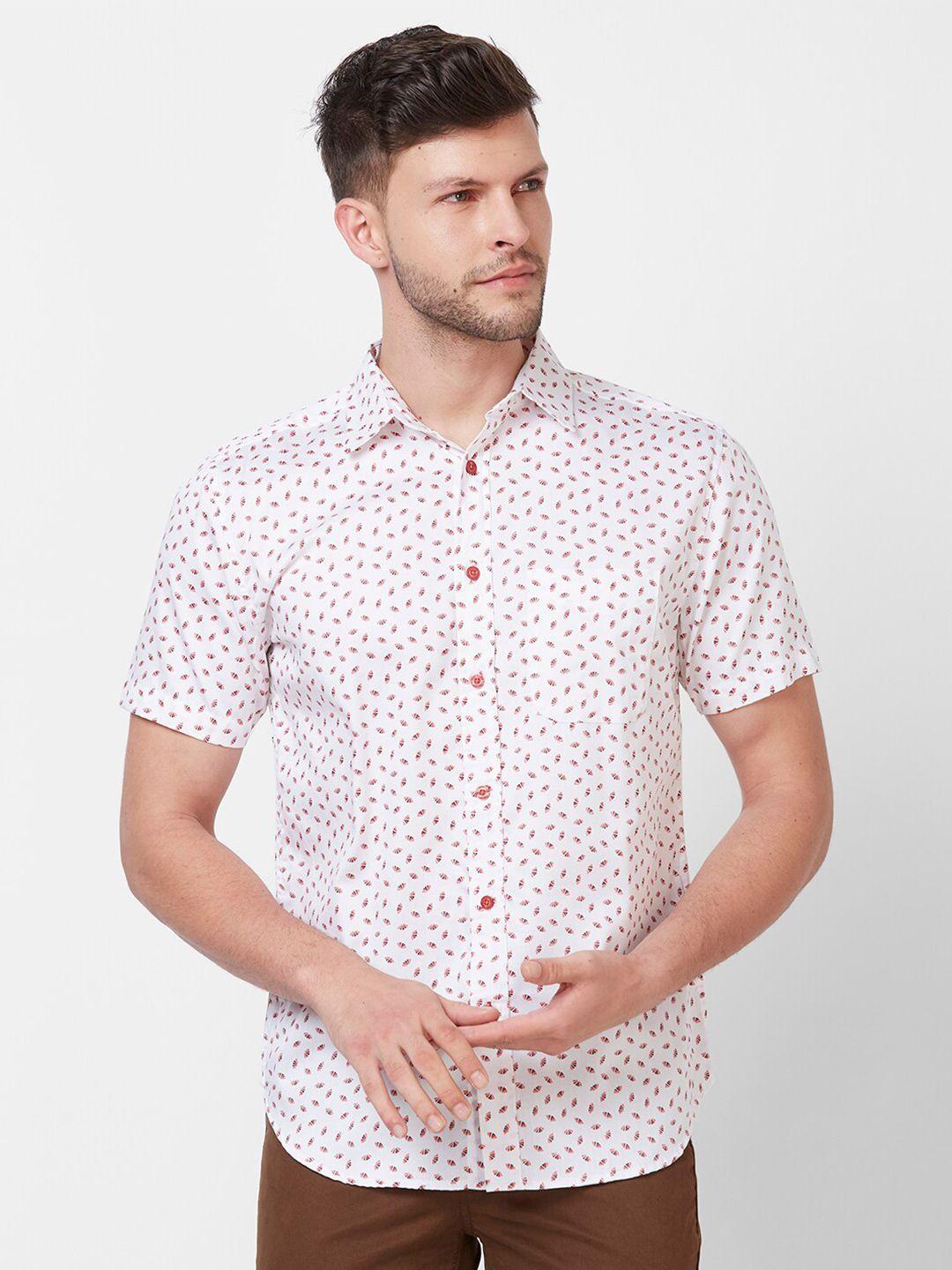 giordano men pink slim fit opaque printed casual shirt