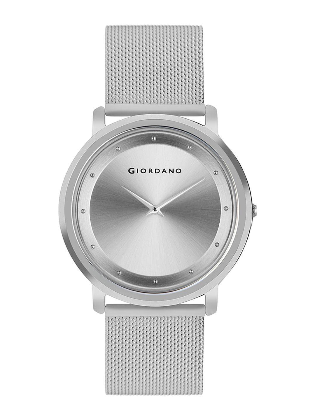 giordano men silver-toned dial & silver toned straps analogue watch - gd4056-11-silver