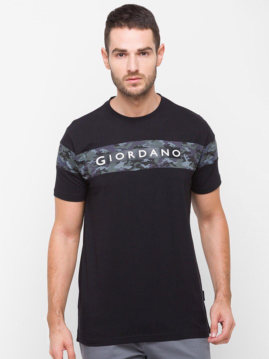 giordano men typography printed pockets slim fit t-shirt