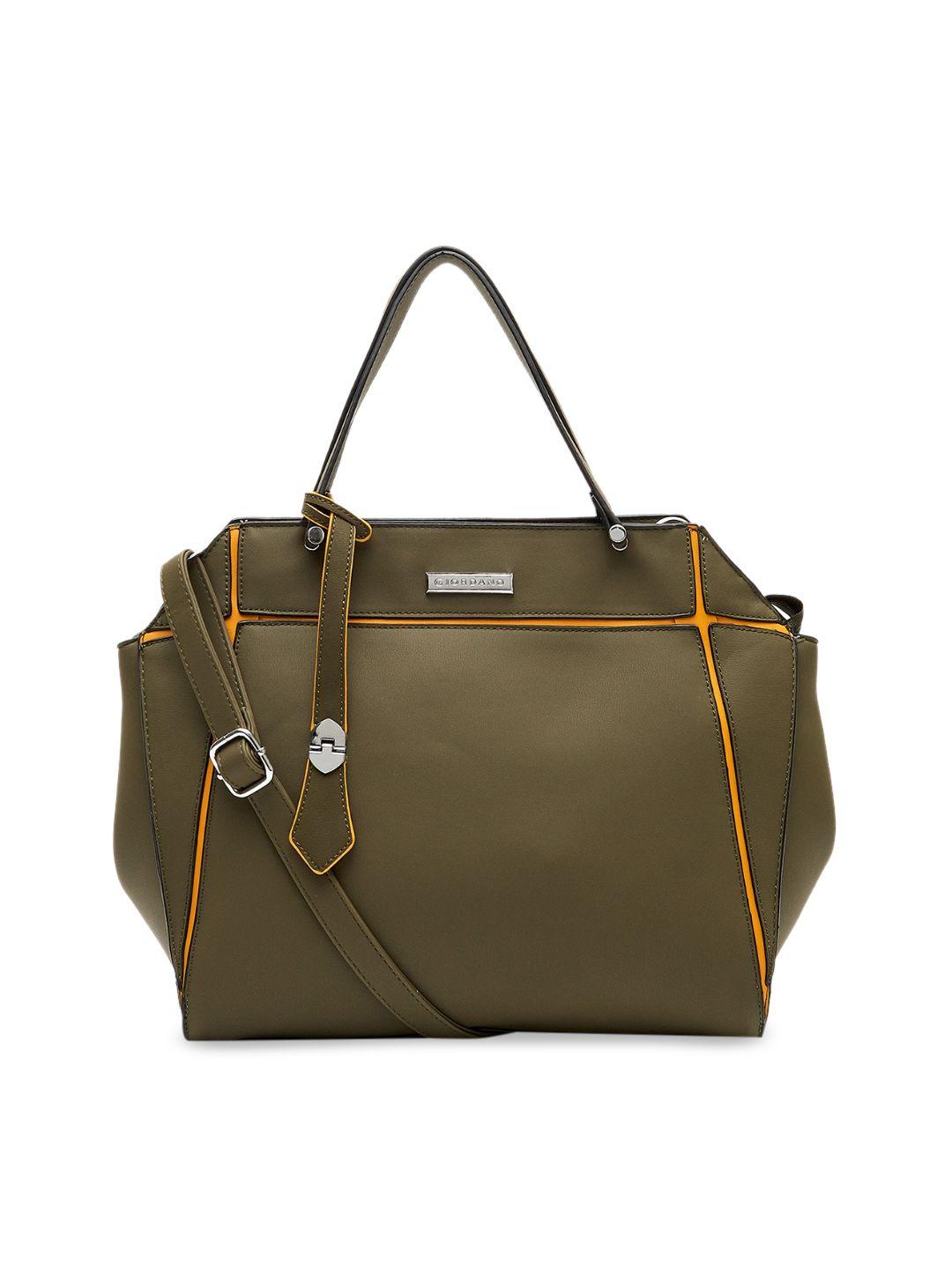 giordano olive green solid tote bag