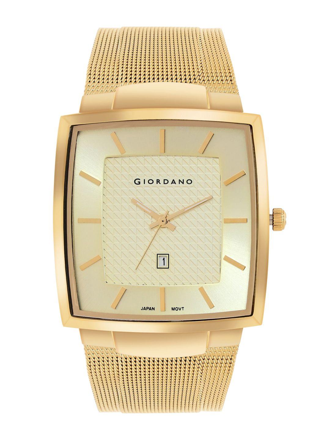 giordano patterned dial & stainless steel straps analogue watch gz-50071-44