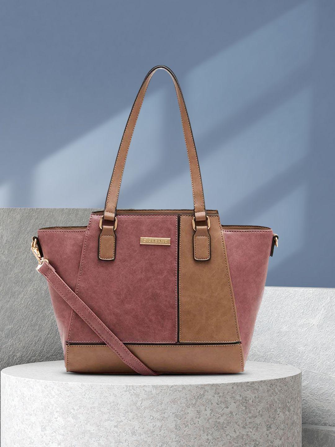 giordano pink & brown colourblocked satchel