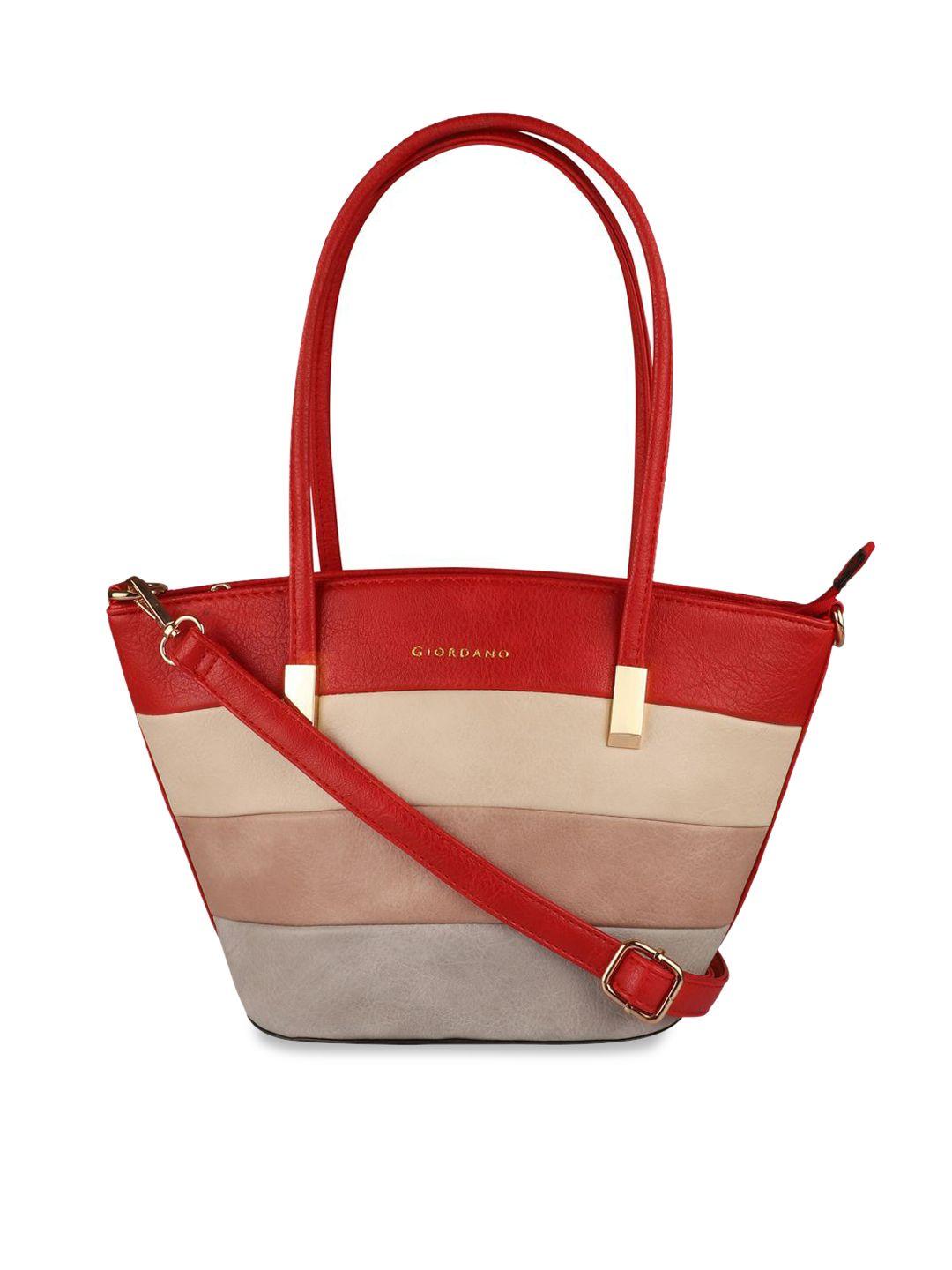 giordano red & beige colourblocked shoulder bag