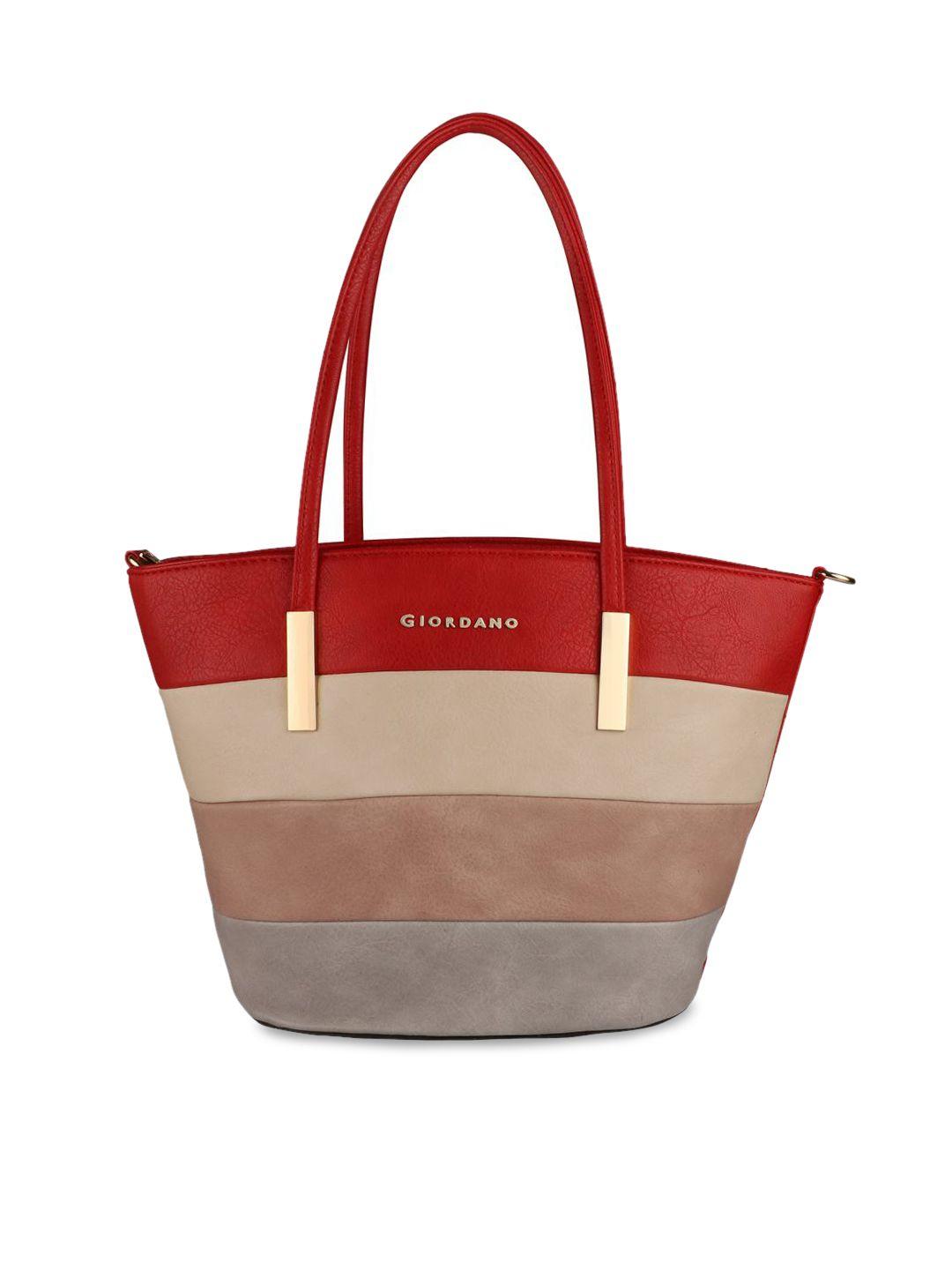 giordano red & beige colourblocked shoulder bag