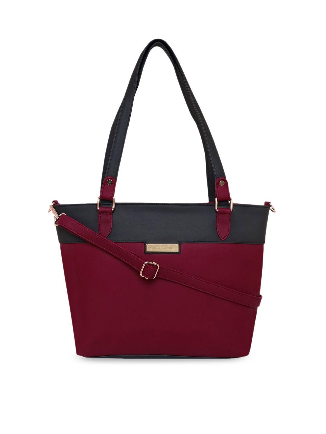 giordano red colourblocked pu structured handheld bag