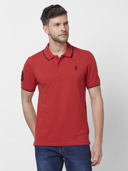 giordano red cotton slim fit polo t-shirt