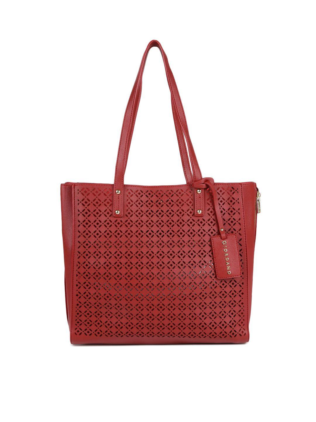 giordano red solid tote bag