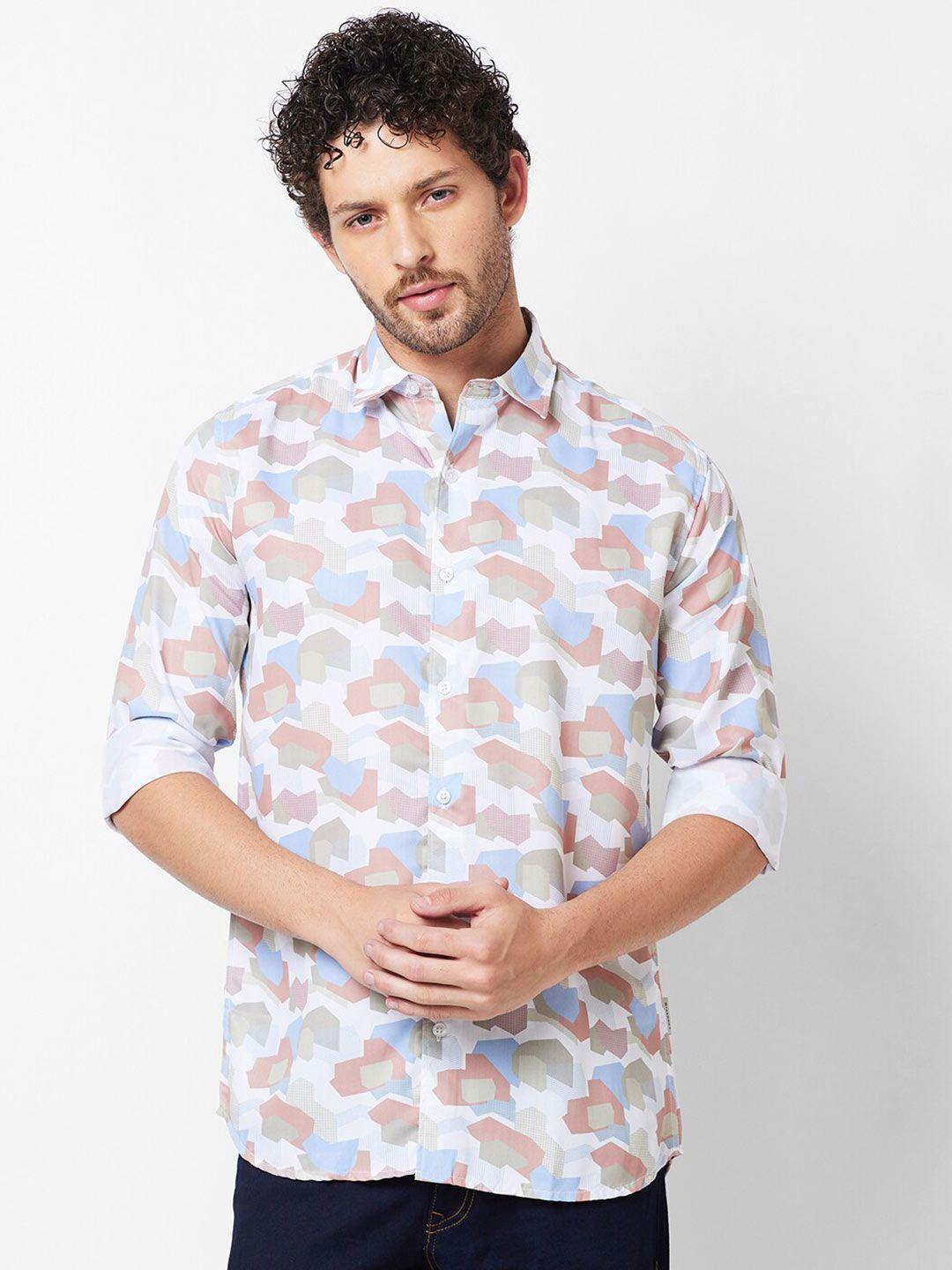 giordano slim fit geometric printed casual shirt