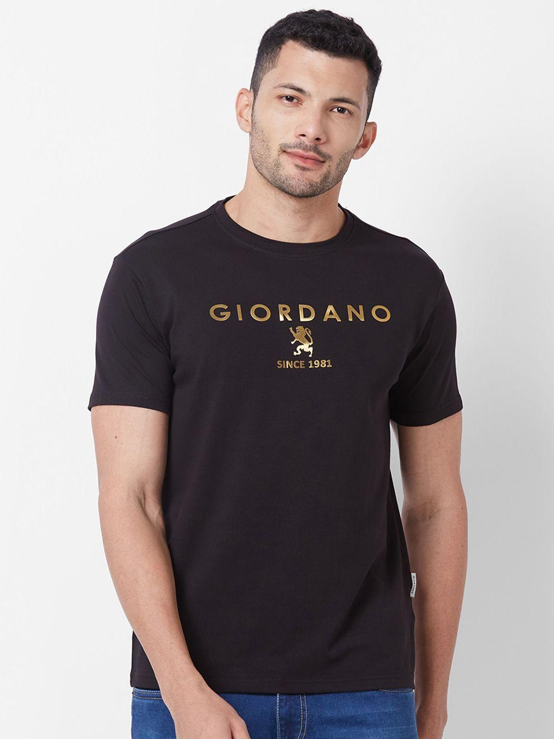 giordano slim fit typography printed pure cotton t-shirt