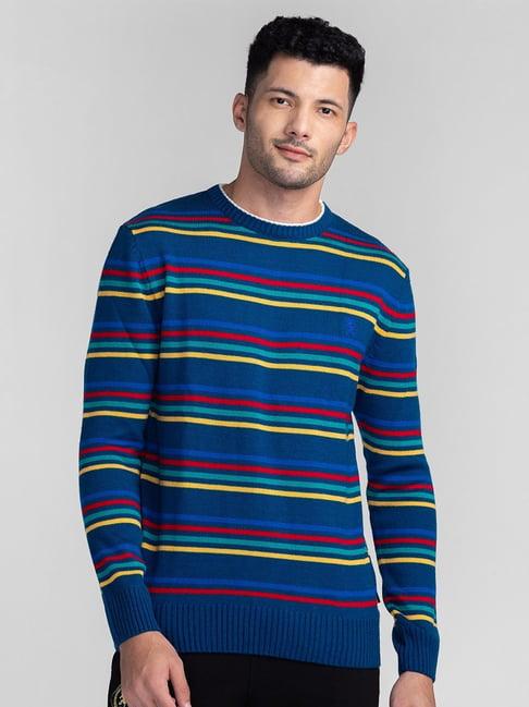 giordano sodalite blue regular fit striped sweater