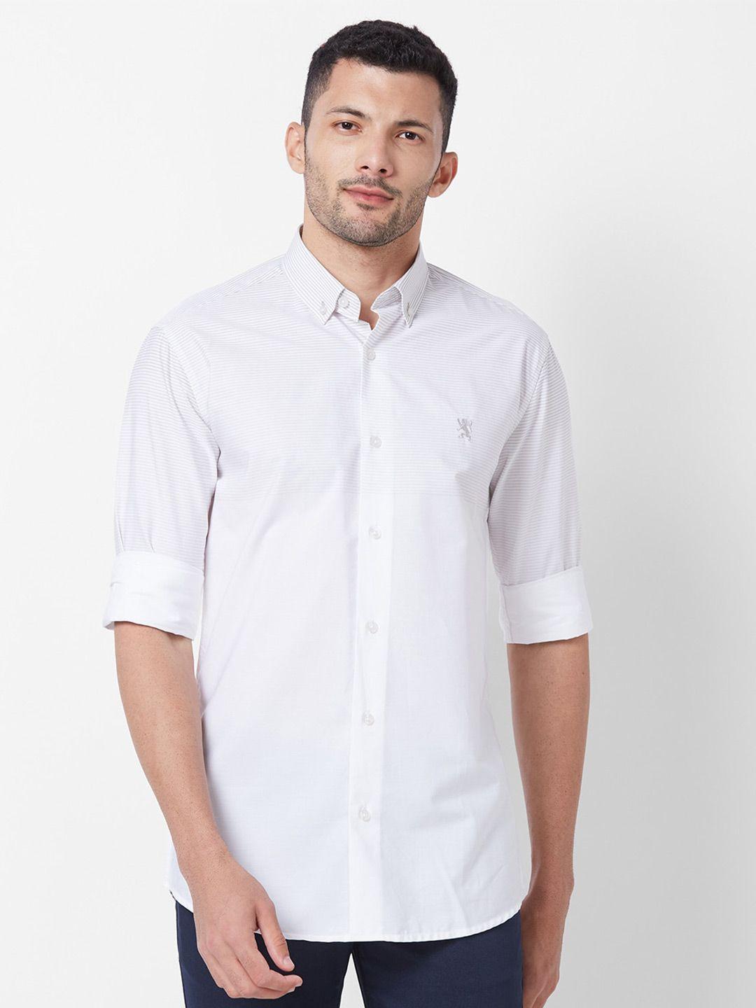 giordano striped button-down collar slim fit pure cotton casual shirt