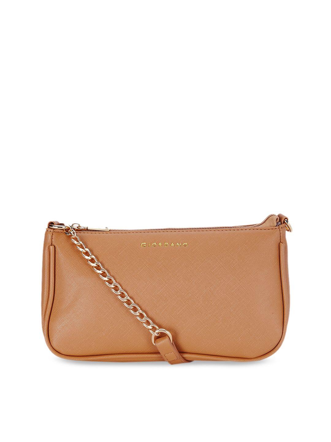 giordano tan brown solid sling bag