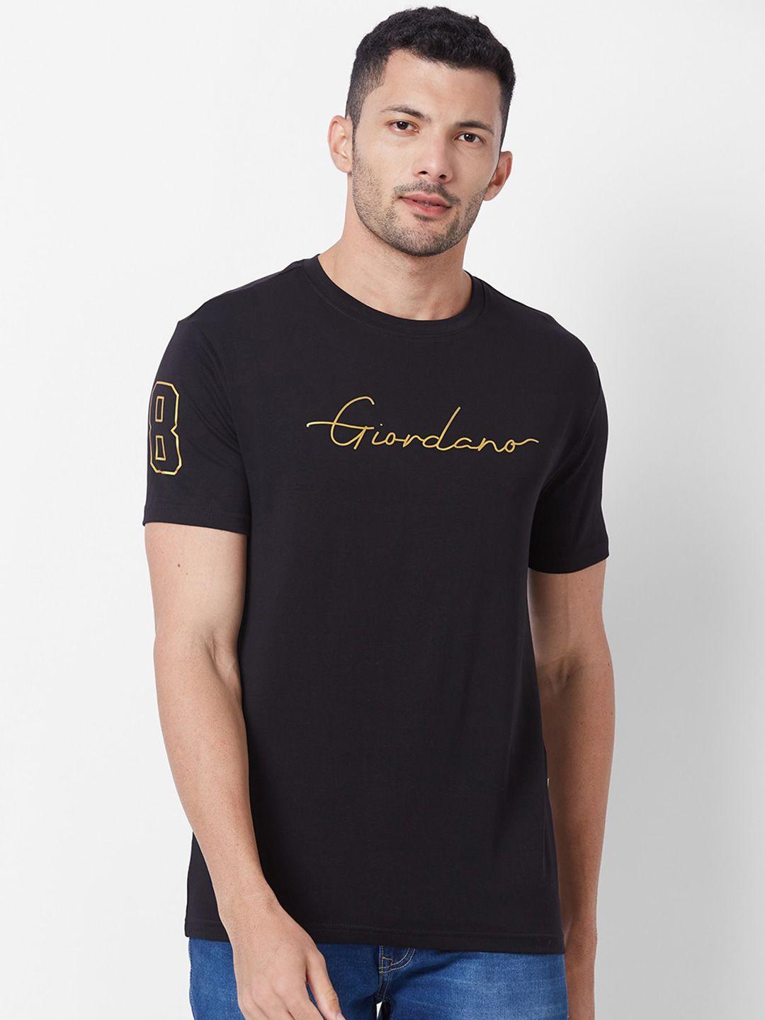 giordano typography printed pure cotton pockets slim fit t-shirt