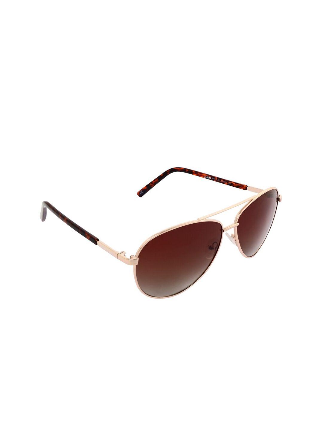 giordano unisex brown lens & gold-toned aviator sunglasses with polarised lens ga6012c02