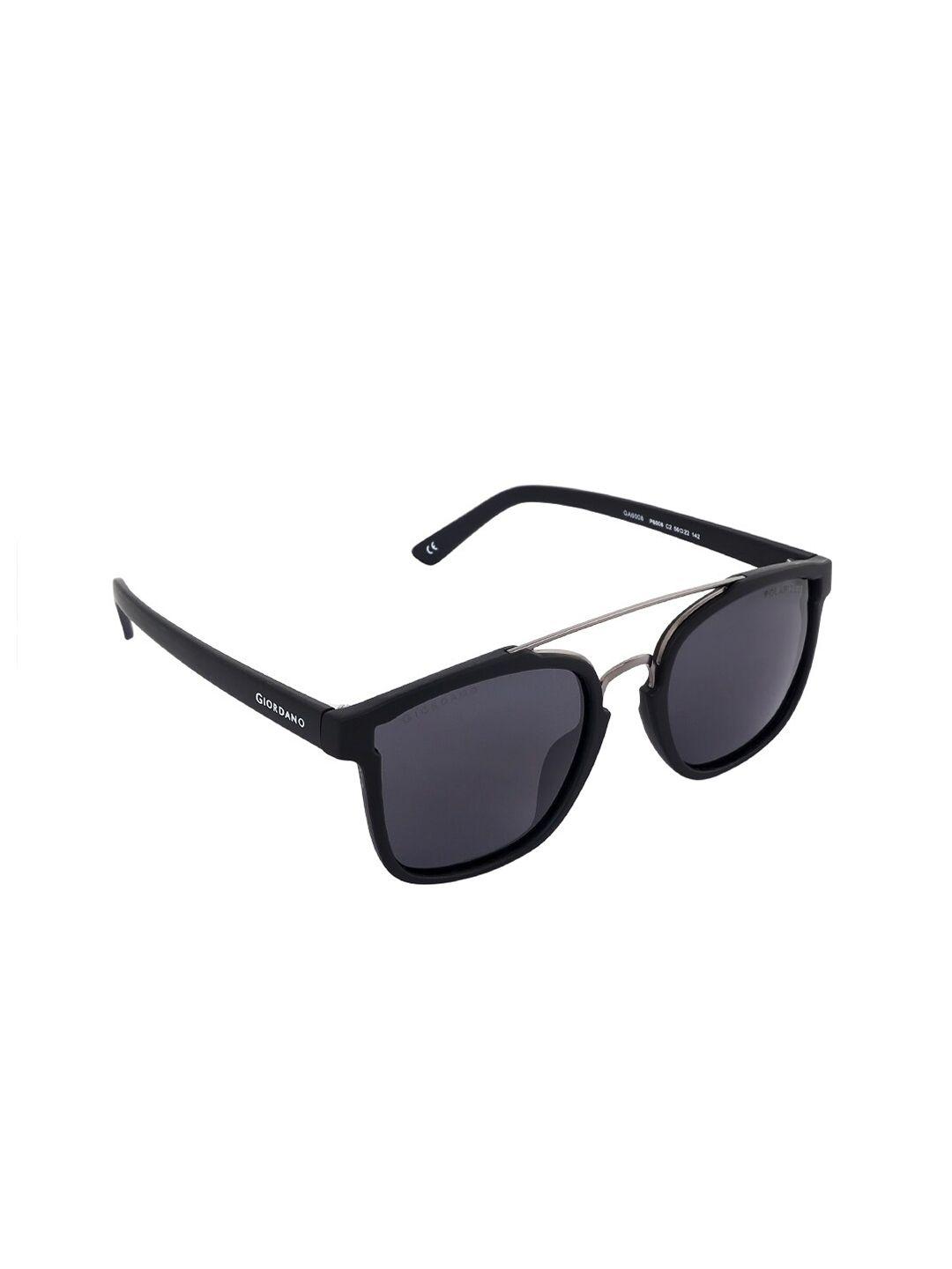 giordano unisex grey lens & black wayfarer sunglasses ga6008c02