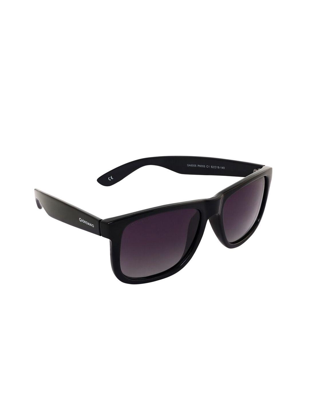 giordano unisex grey lens & black wayfarer sunglasses with polarised lens ga6005c01