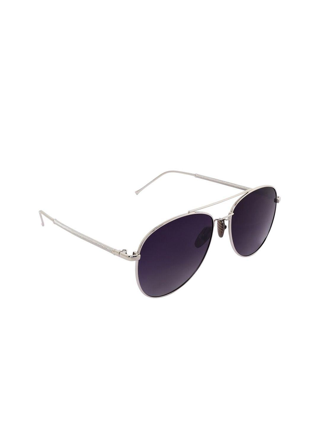 giordano unisex grey lens & silver-toned aviator sunglasses with polarised lens