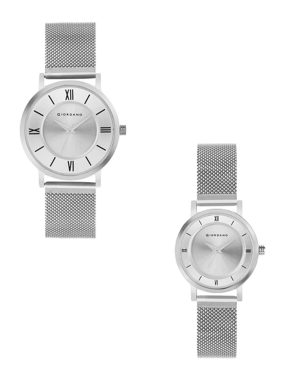 giordano unisex silver couple watch gift set gd-1172-seta-22