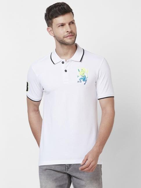 giordano white cotton slim fit polo t-shirt