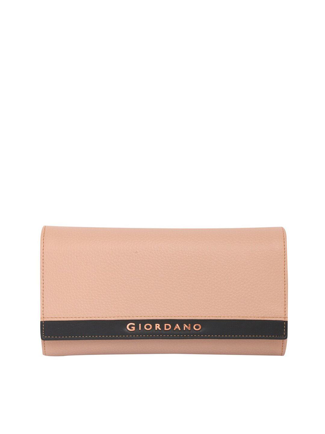 giordano women beige solid two fold wallet