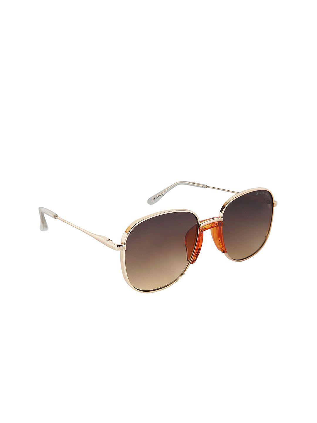 giordano women brown lens & gold-toned square sunglasses with polarised lens