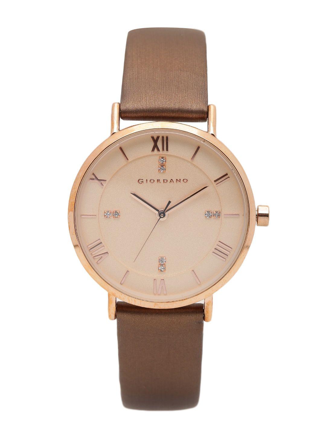 giordano women cream-coloured analogue watch a2065-01