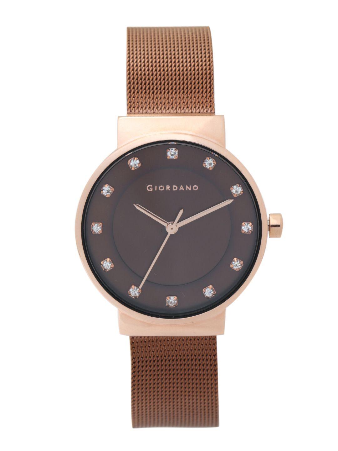 giordano women dark brown analogue watch a2062-55