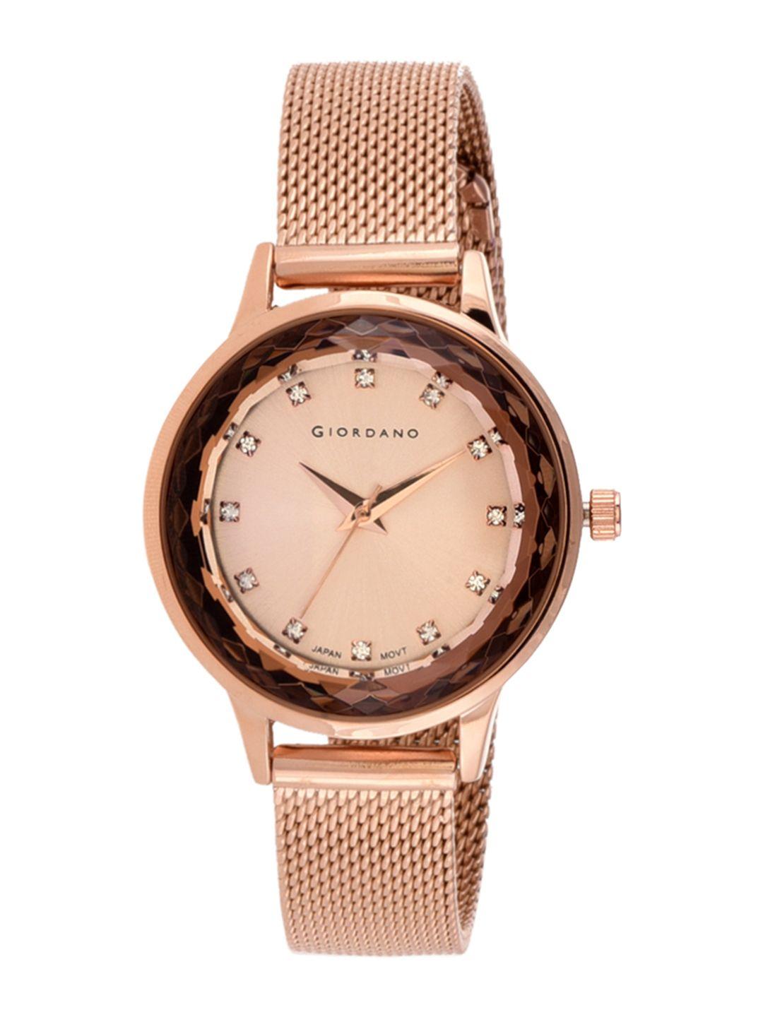 giordano women gold-toned analogue watch r4004-22