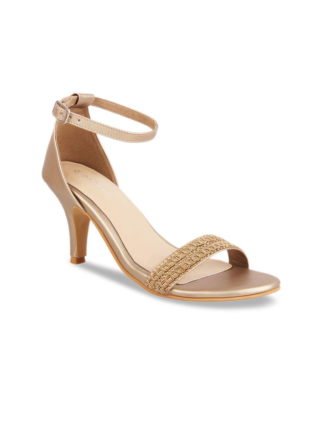 giordano women gold-toned woven design heels
