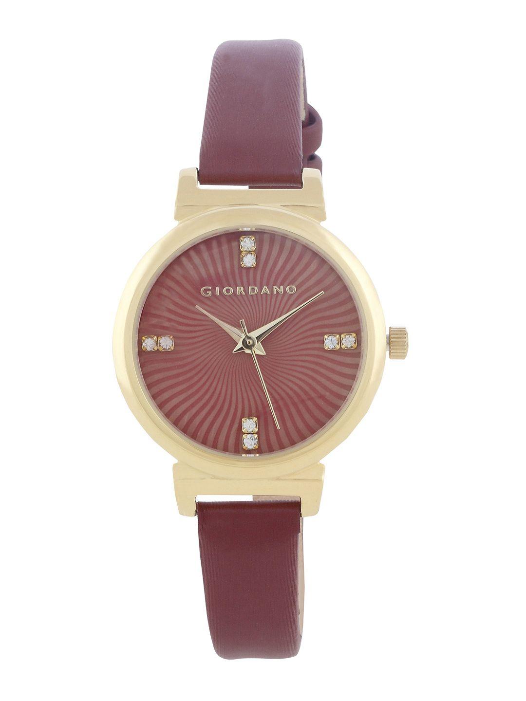 giordano women maroon analogue watch 2871-01