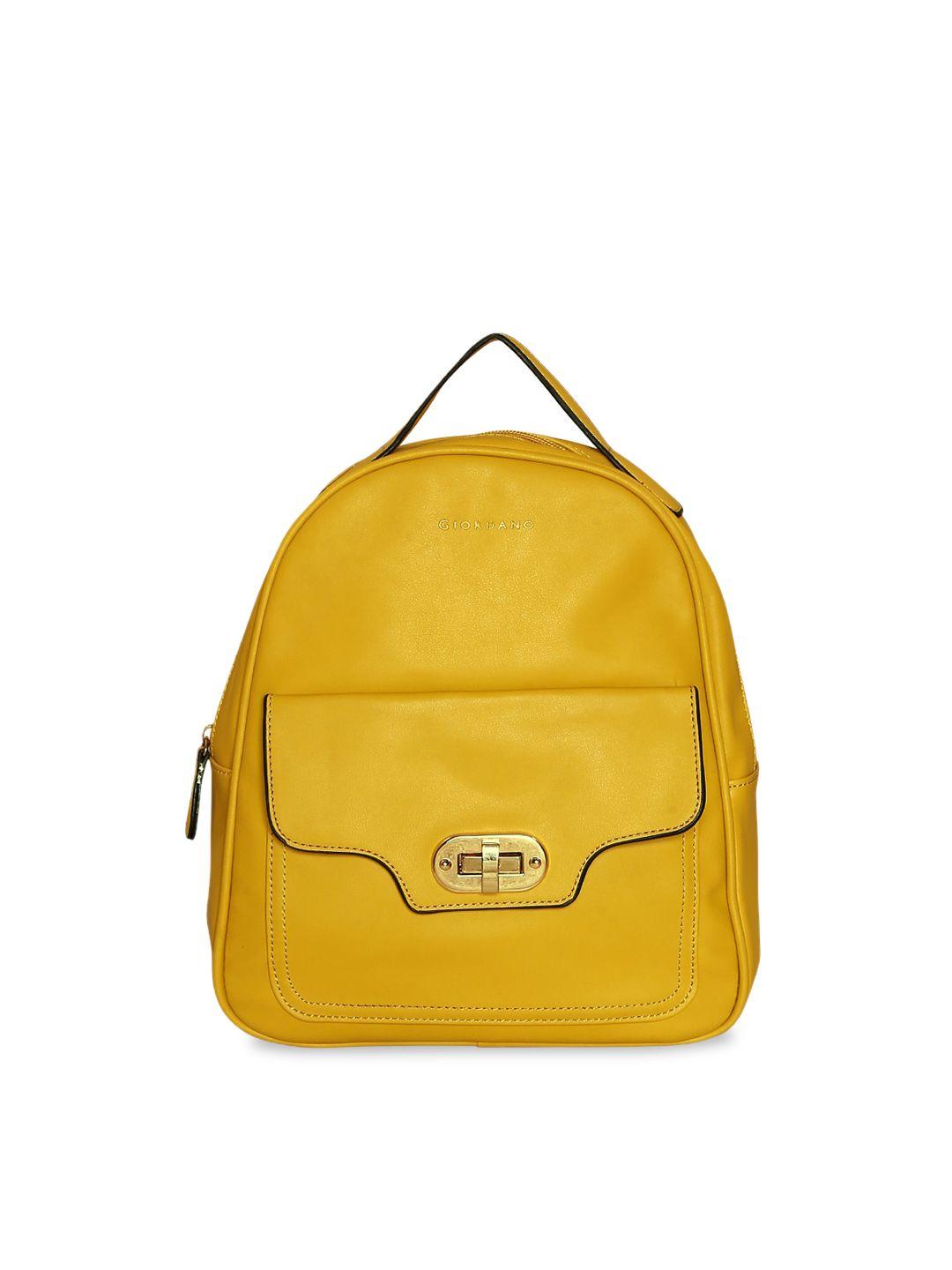 giordano women mustard yellow solid backpack