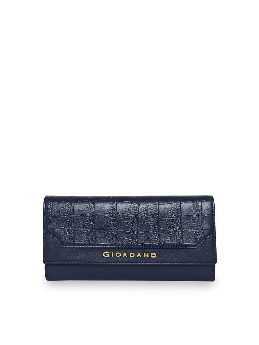 giordano women navy blue pu two fold wallet