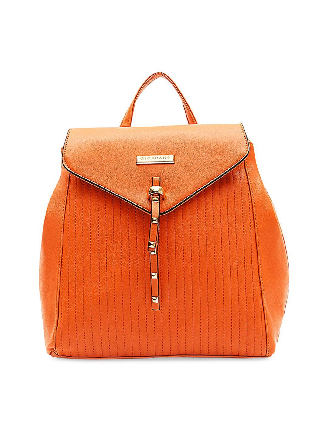giordano women orange textured backpack
