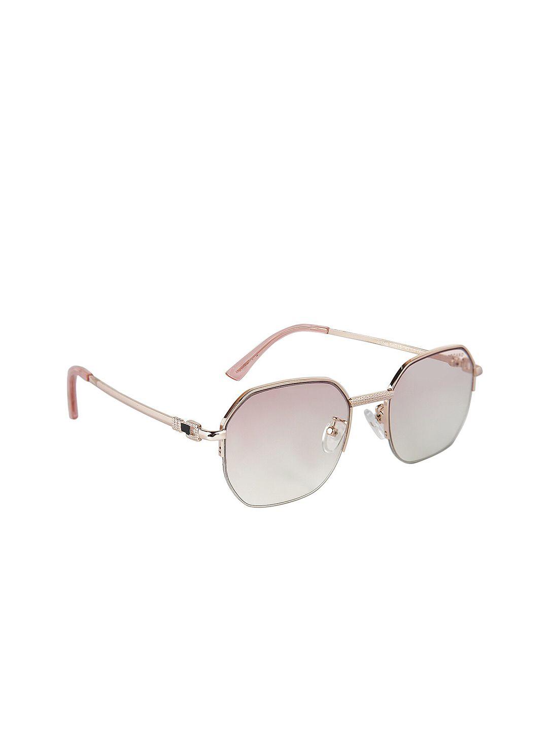 giordano women pink lens & steel-toned round sunglasses with polarised lens