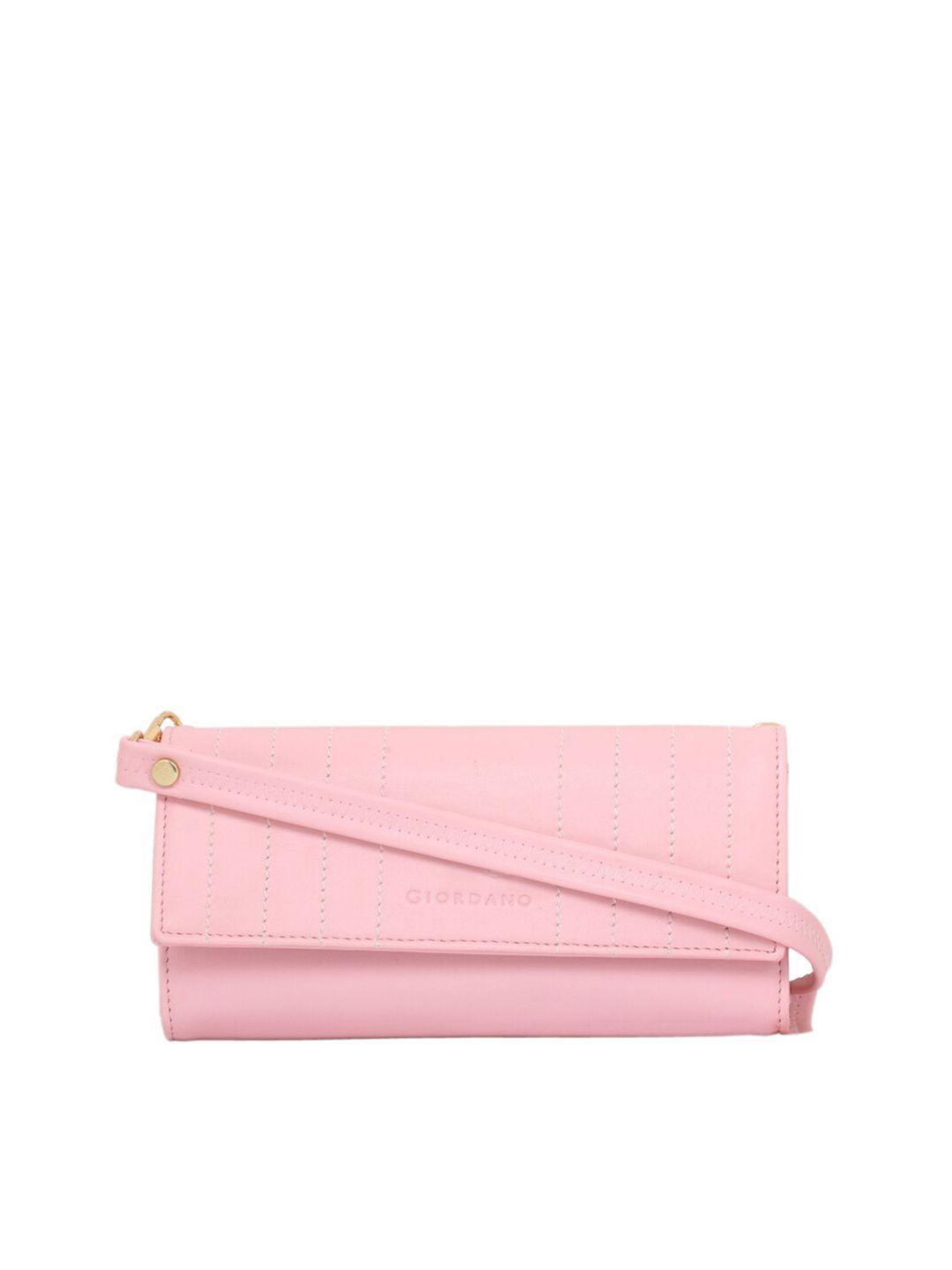 giordano women pink solid two fold wallet