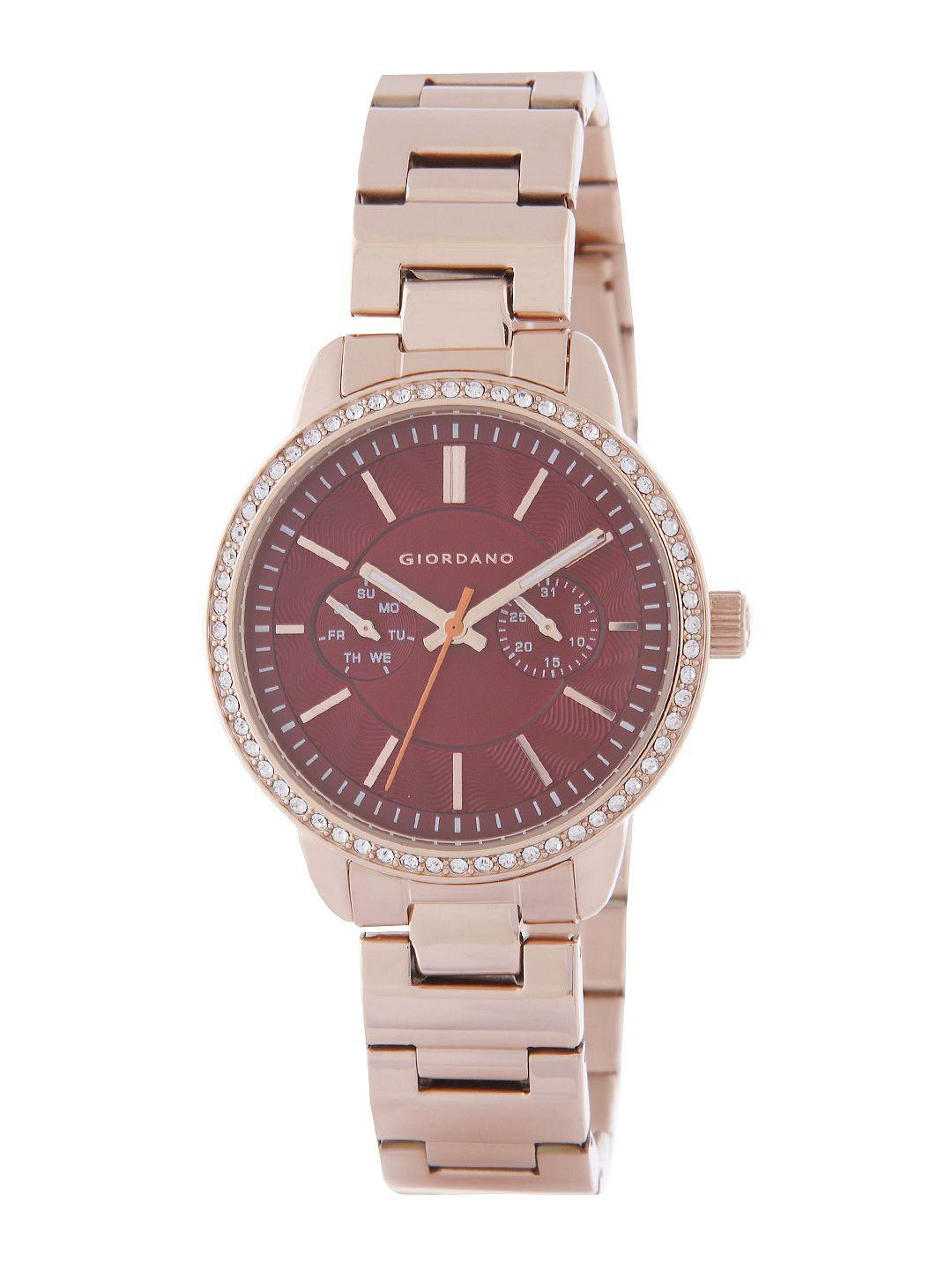 giordano women red analogue watch 2881-55