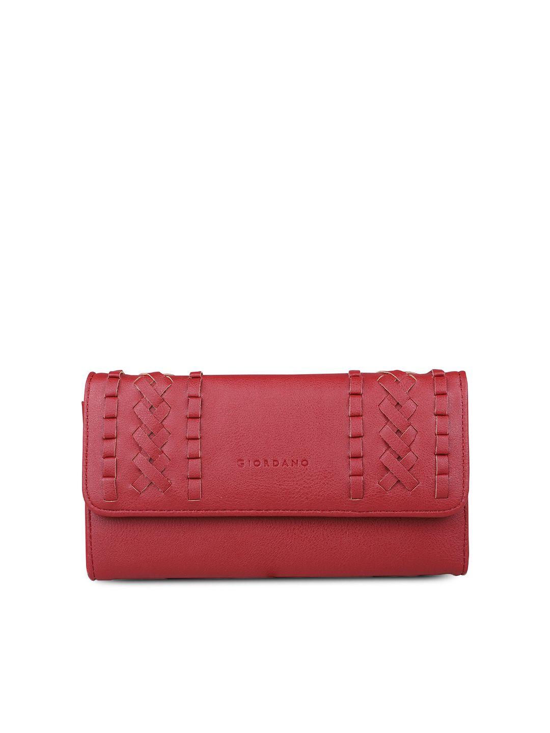 giordano women red solid two fold wallet