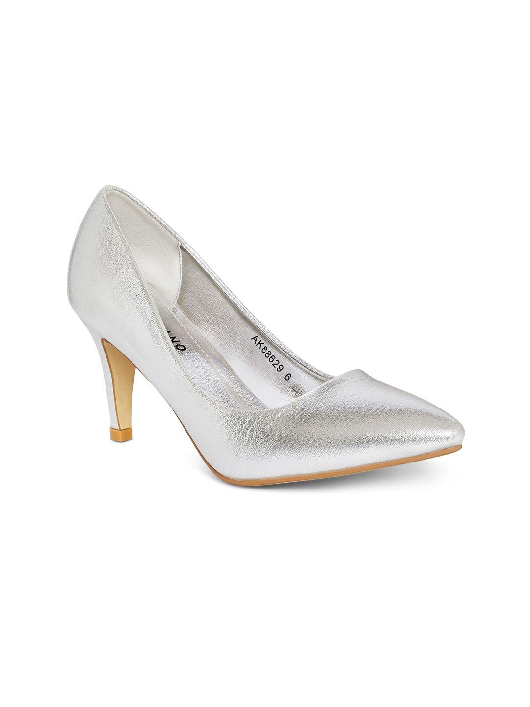 giordano women silver-toned solid heels