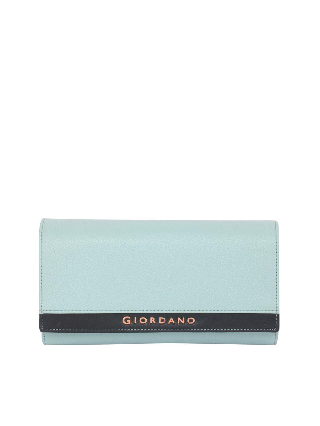 giordano women turquoise blue solid pu envelope