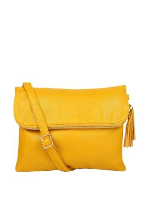 giordano yellow textured medium sling handbag